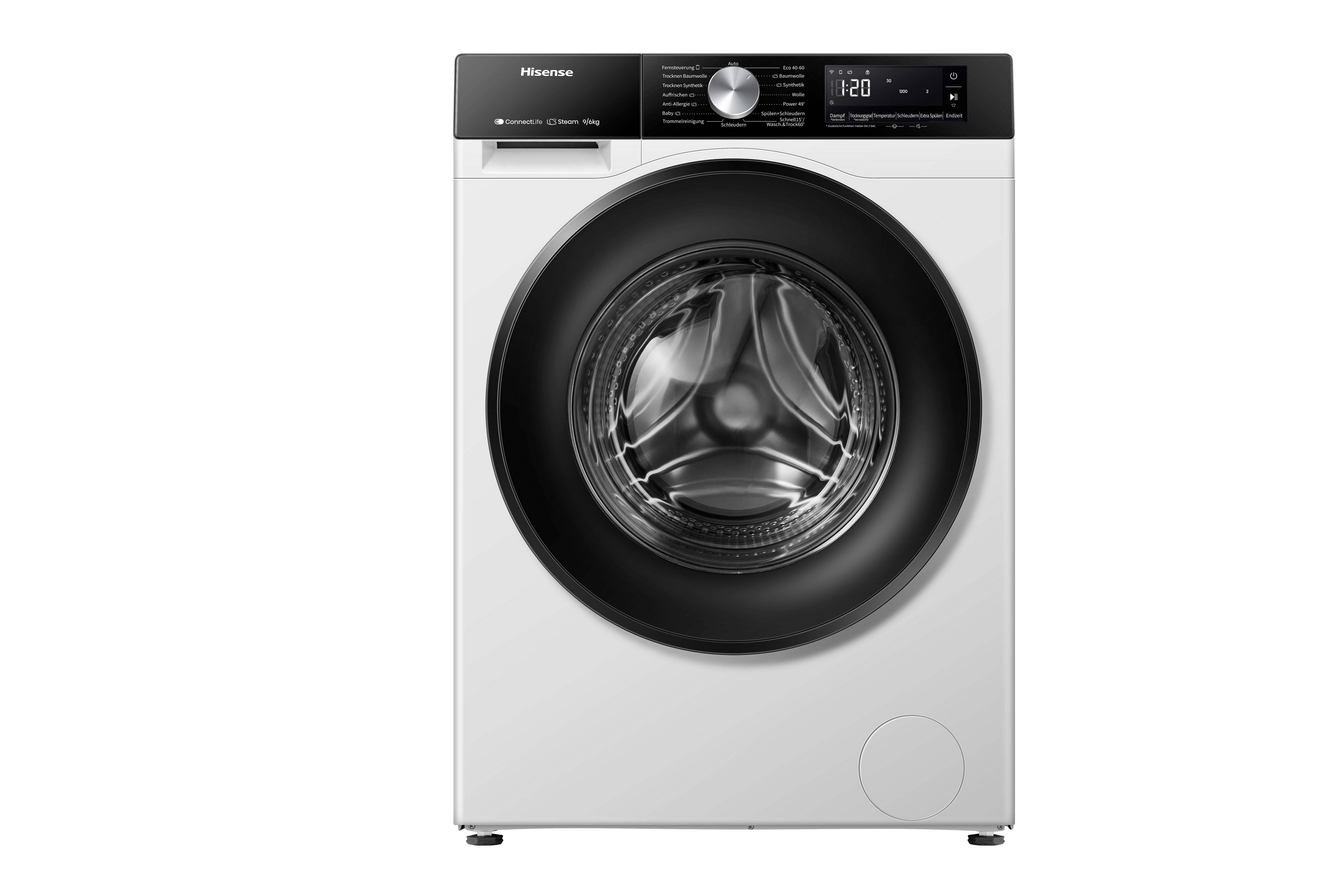 Hisense Waschtrockner 3s Serie WD3S9043BW3, 9 kg, 6 kg, 1400 U/min, Waschen & Trocknen in 60 min.