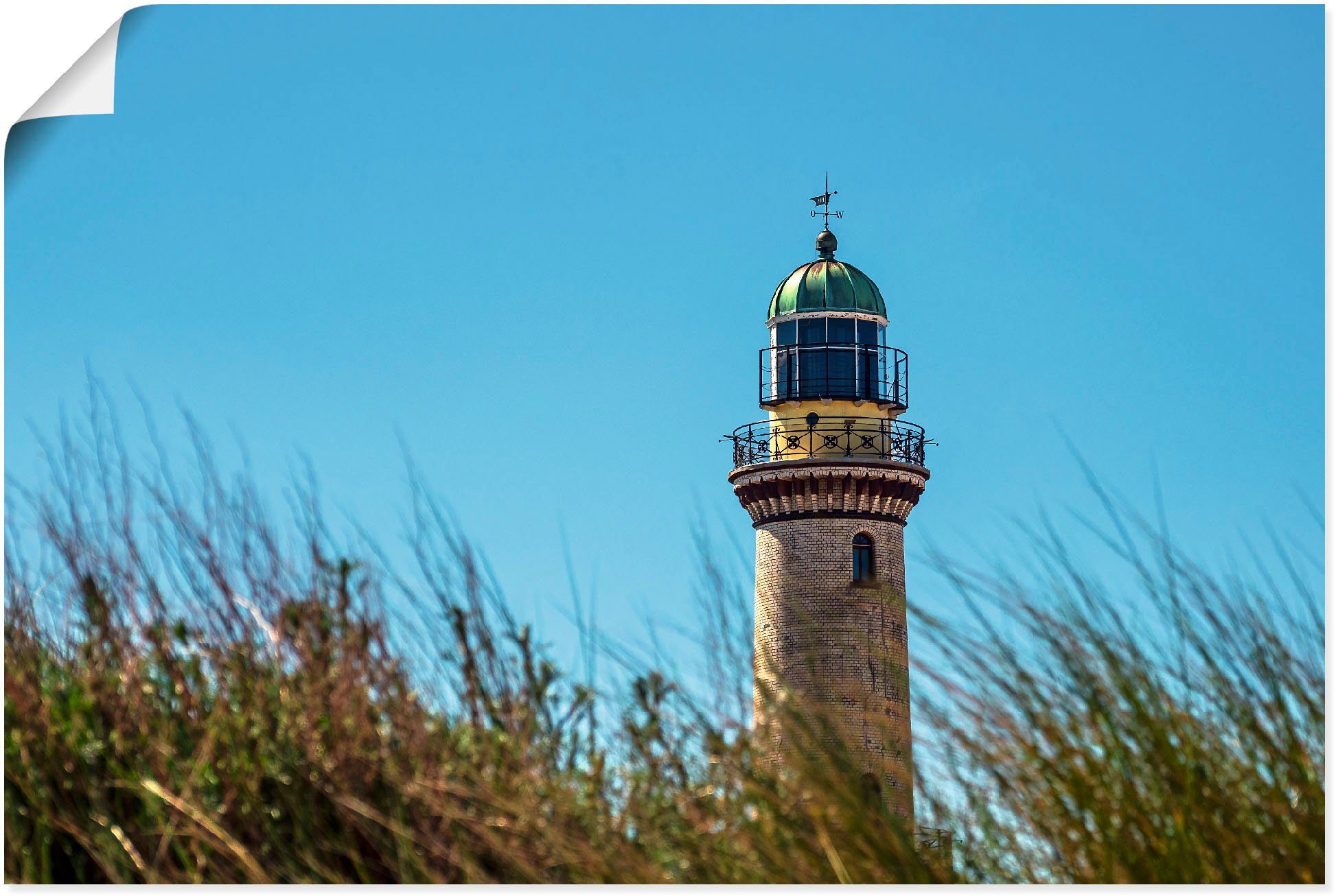 Artland Wandbild Blick auf Leuchtturm in Warnemünde, Gebäude (1 St), als Alubild, Leinwandbild, Wandaufkleber oder Poster in versch. Größen | Poster