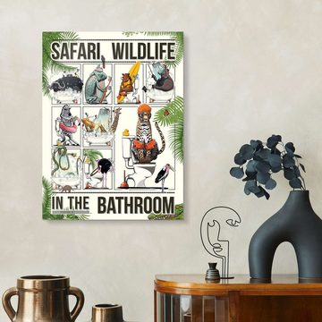 Posterlounge Acrylglasbild Wyatt9, Safaritiere im Badezimmer, Kindergarten Illustration