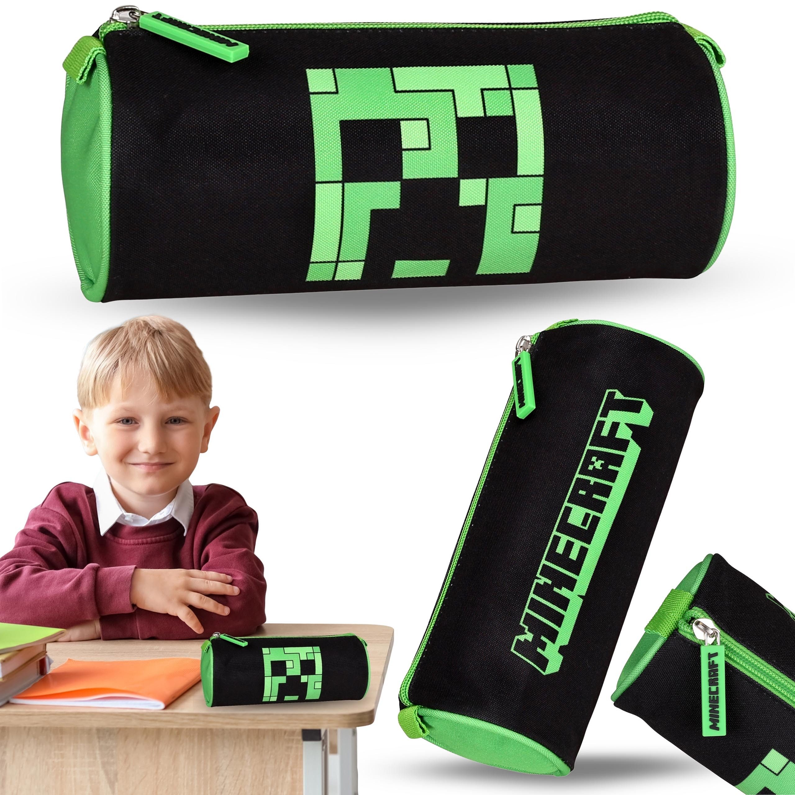 Minecraft Federmäppchen Minecraft Creeper Tubenmäppchen, schwarz-grün, 22x8x8cm, Jungen