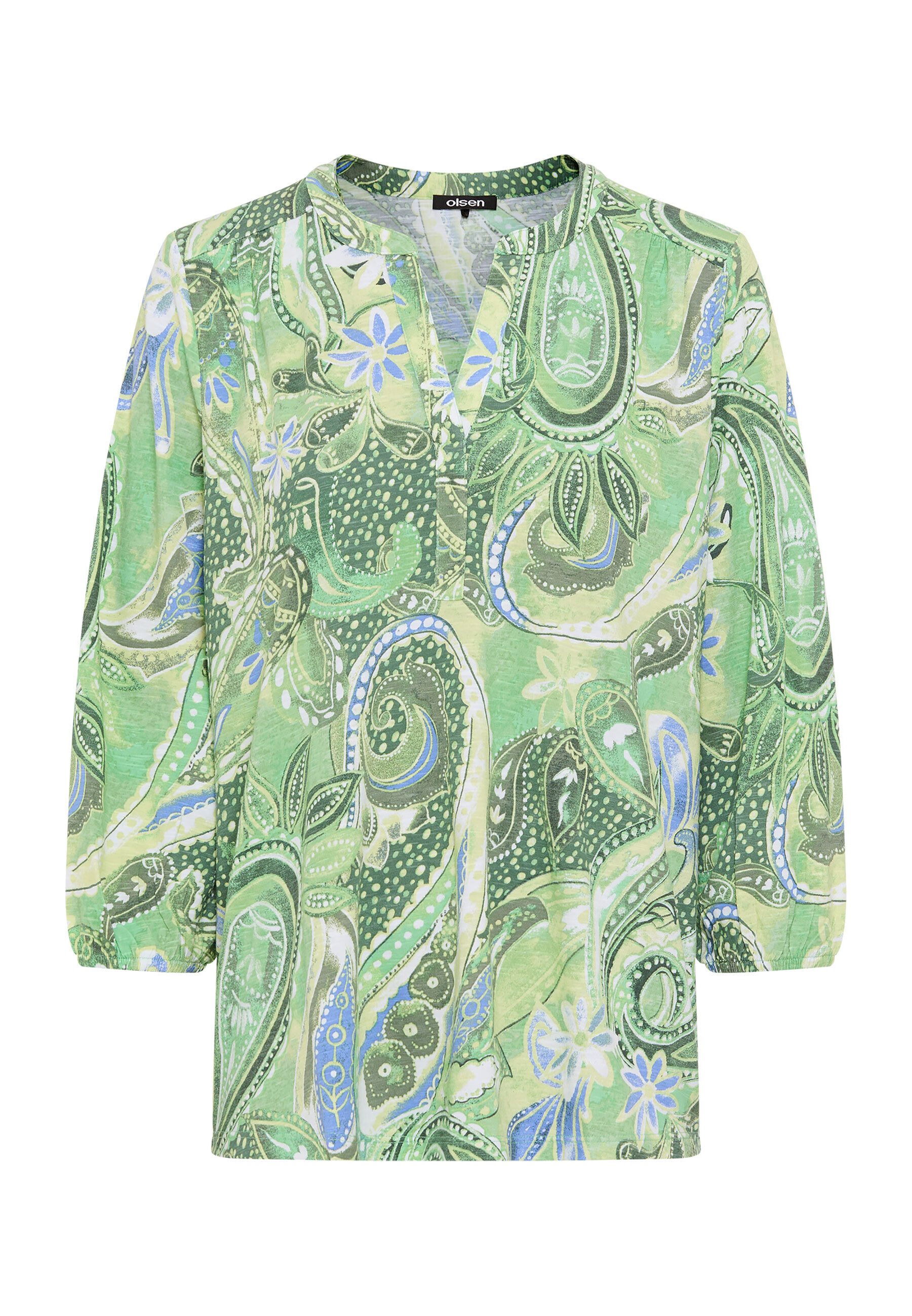 Olsen Tunikashirt Shirt mit Allover-Dessin und Tunikaausschnitt