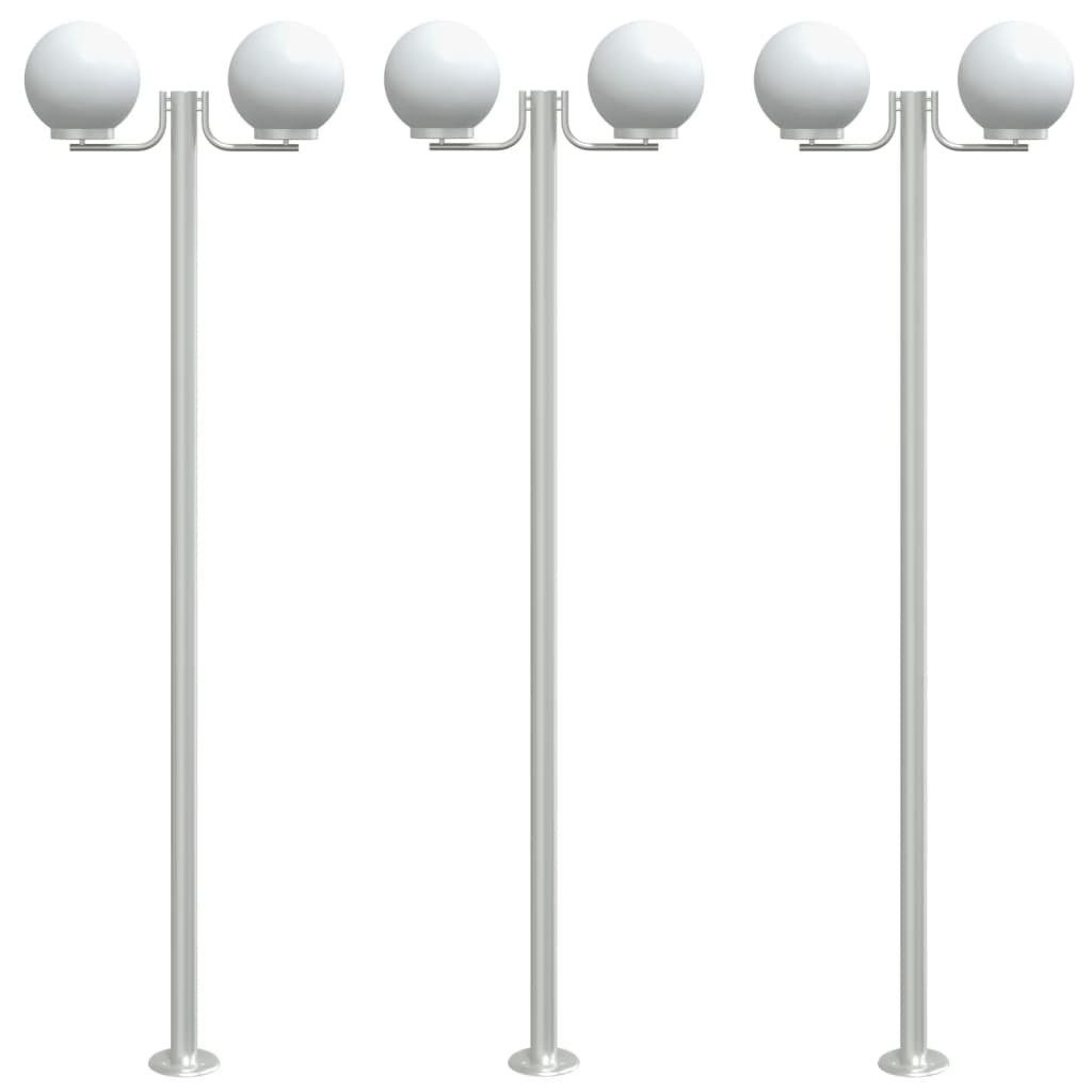 vidaXL Gartenleuchte Wegeleuchten 3 Stk. Silbern 215 cm Edelstahl