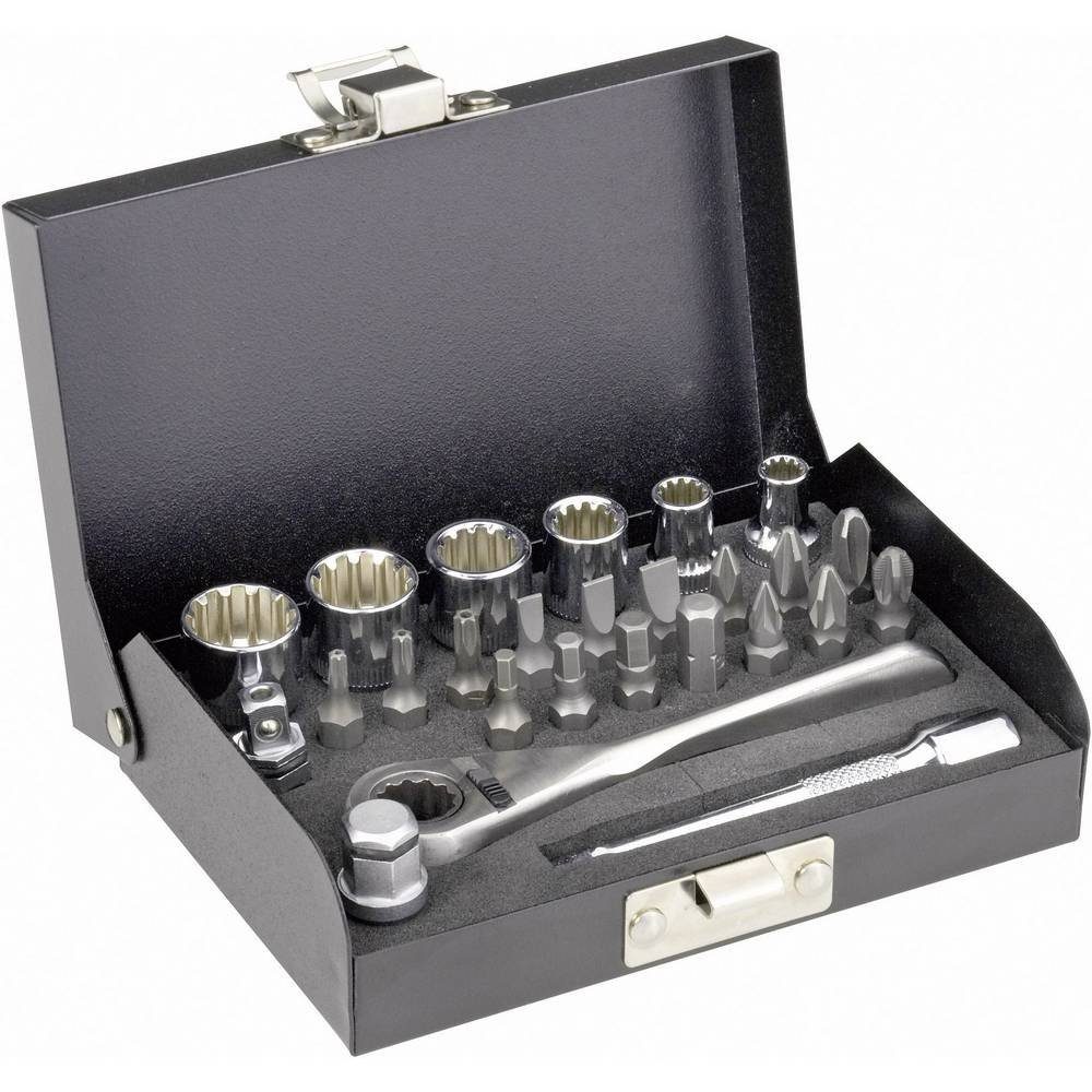 Steckschlüssel Mini-Ratschen-Set 6.3 mm (1/4) 26tlg