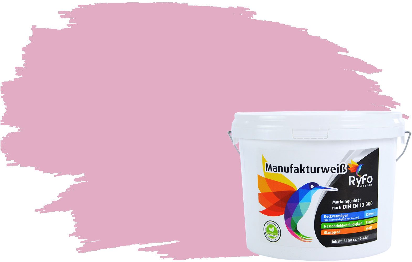 RyFo Colors Wand- und Deckenfarbe Manufakturweiß Violetttöne, 1 L reicht für ca. 8 m², Deckkraft-/Nassabriebklasse 1, matt, atmungsaktiv, für Innenräume