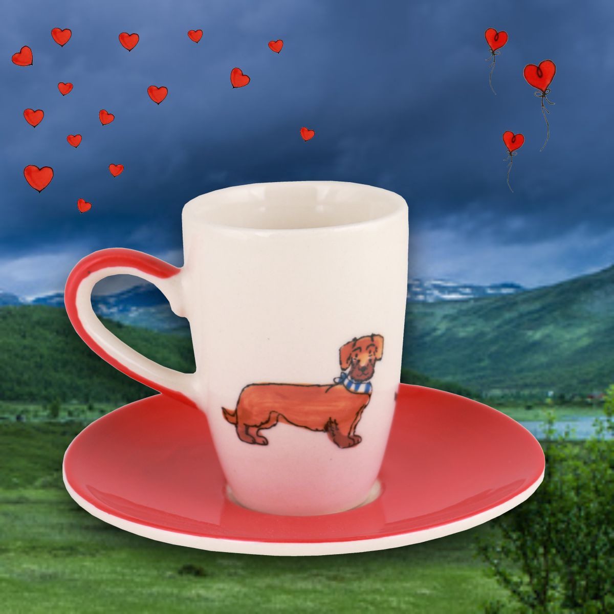 Mila Espressotasse Mila Keramik Espresso-Tasse mit Untere Dackelfreunde, ca. 75 ml, Keramik