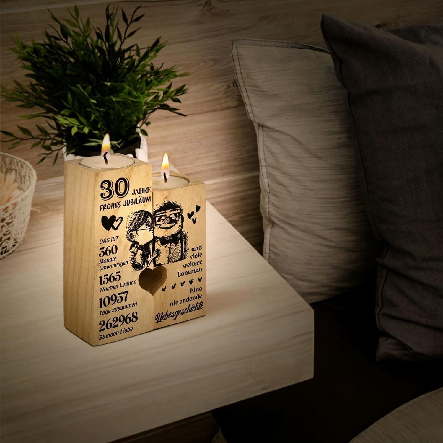 LuxusKollektion Badaccessoire-Set Kerzenständer Holz Perlenhochzeit Geschen günstig online kaufen