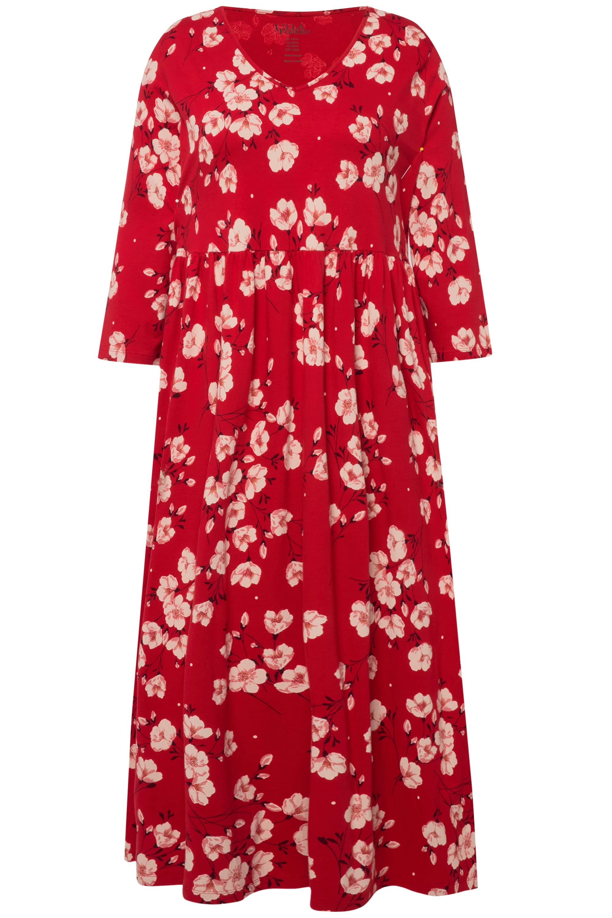 Ulla Popken Maxikleid Jerseykleid Blumen A-Linie günstig online kaufen
