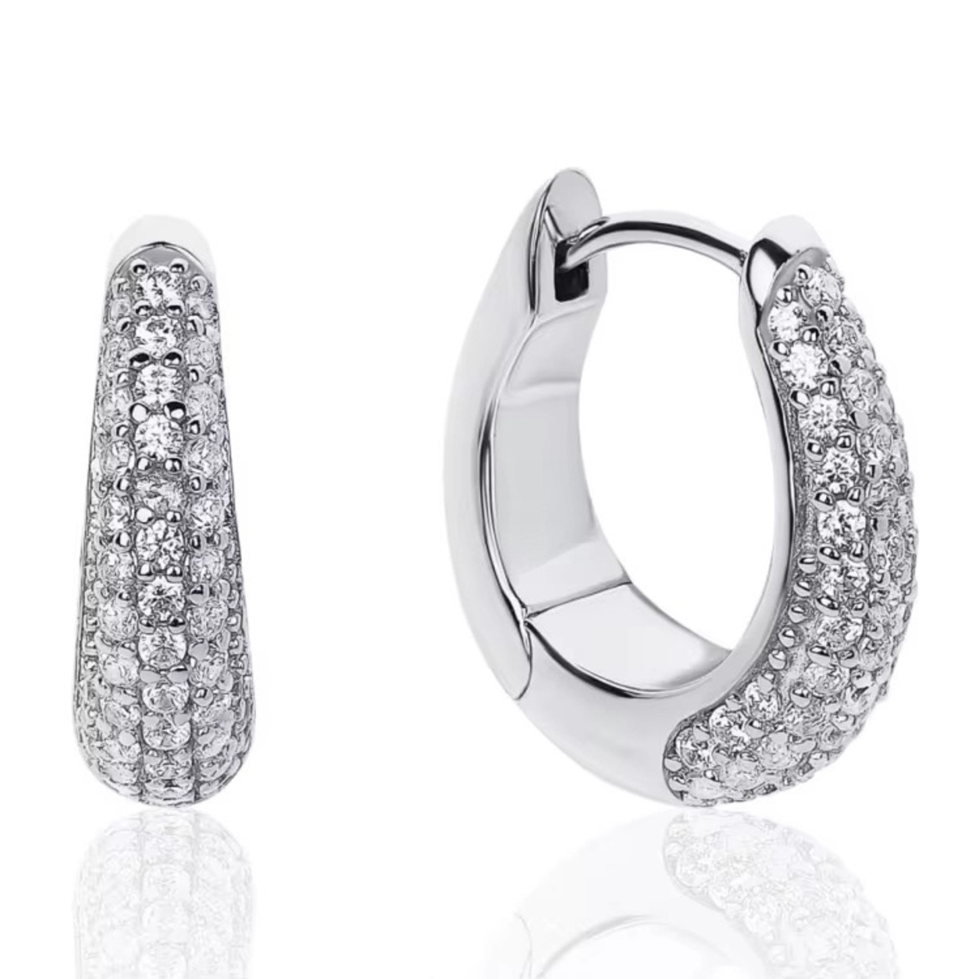 ROUGEMONT Paar Creolen Funkelnde Eleganz moderne Trend Creolen Damen 925 Silber, Wasserfest,925 Sterling Silber,18K Vergoldung