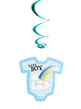 Boland Girlande 3 Gender Babyparty Dekospiralen - blau Baby Boy, Raumdeko für Geburt, Babygeburtstag oder Pullerparty!