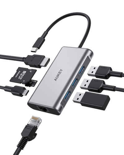 AUKEY Tablet-Adapter, 8 in 1 USB C Hub mit 4K HDMI GB Ethernet Port