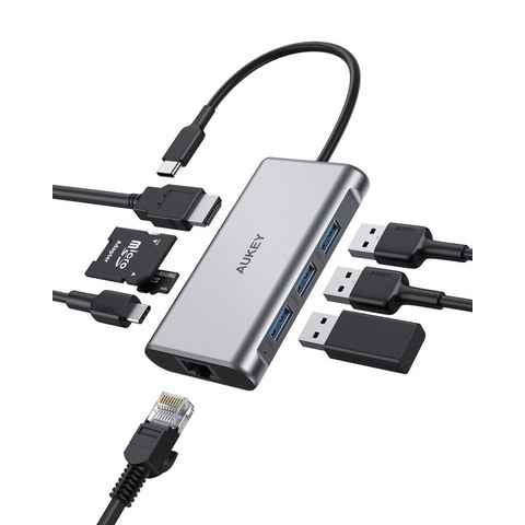 NAIPO Tablet-Adapter, 8 in 1 USB C Hub mit 4K HDMI GB Ethernet Port