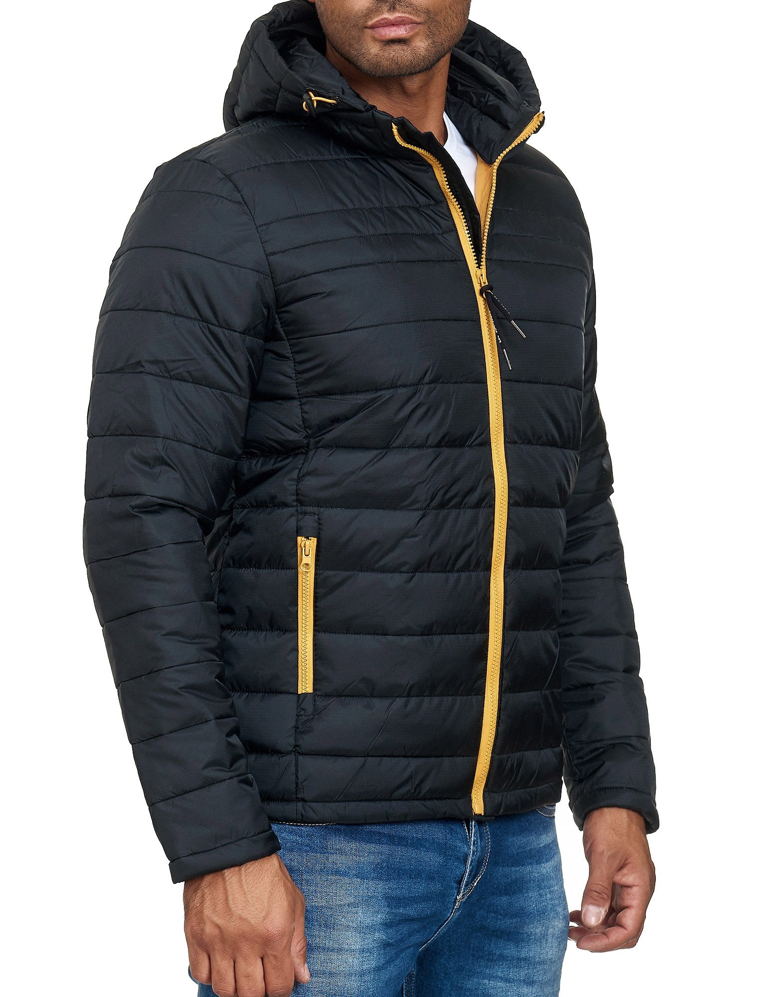 Indicode Allwetterjacke Übergangsjacke Herren - Lascelles - Abtrennbare Kapuze und Tunnelzug Jacke im Steppjacken Look - Windsicher - Ideal für Frühling und Herbst
