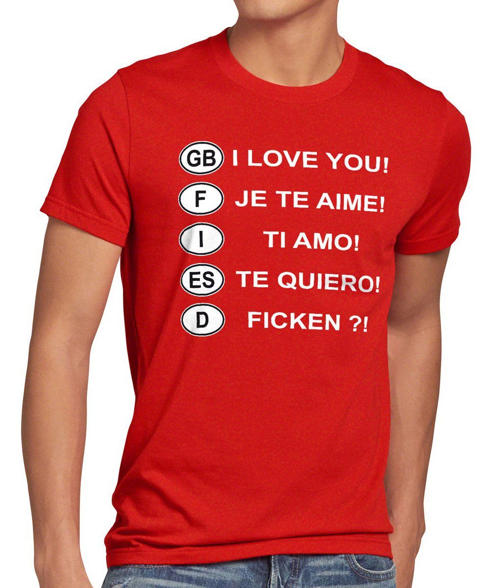 Herren rot Fun T-Shirt Kennzeichen Funshirt Mallorca Ficken spass Urlaub Spruch Auto style3 Print-Shirt