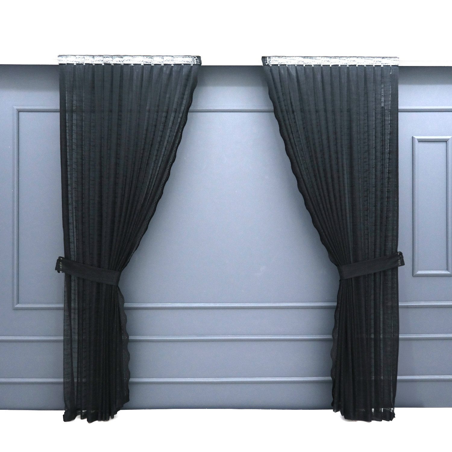 Gardinen by Justyna Vorhang Schwarze 2er Seitenschals Set (4 St), Kräuselba günstig online kaufen