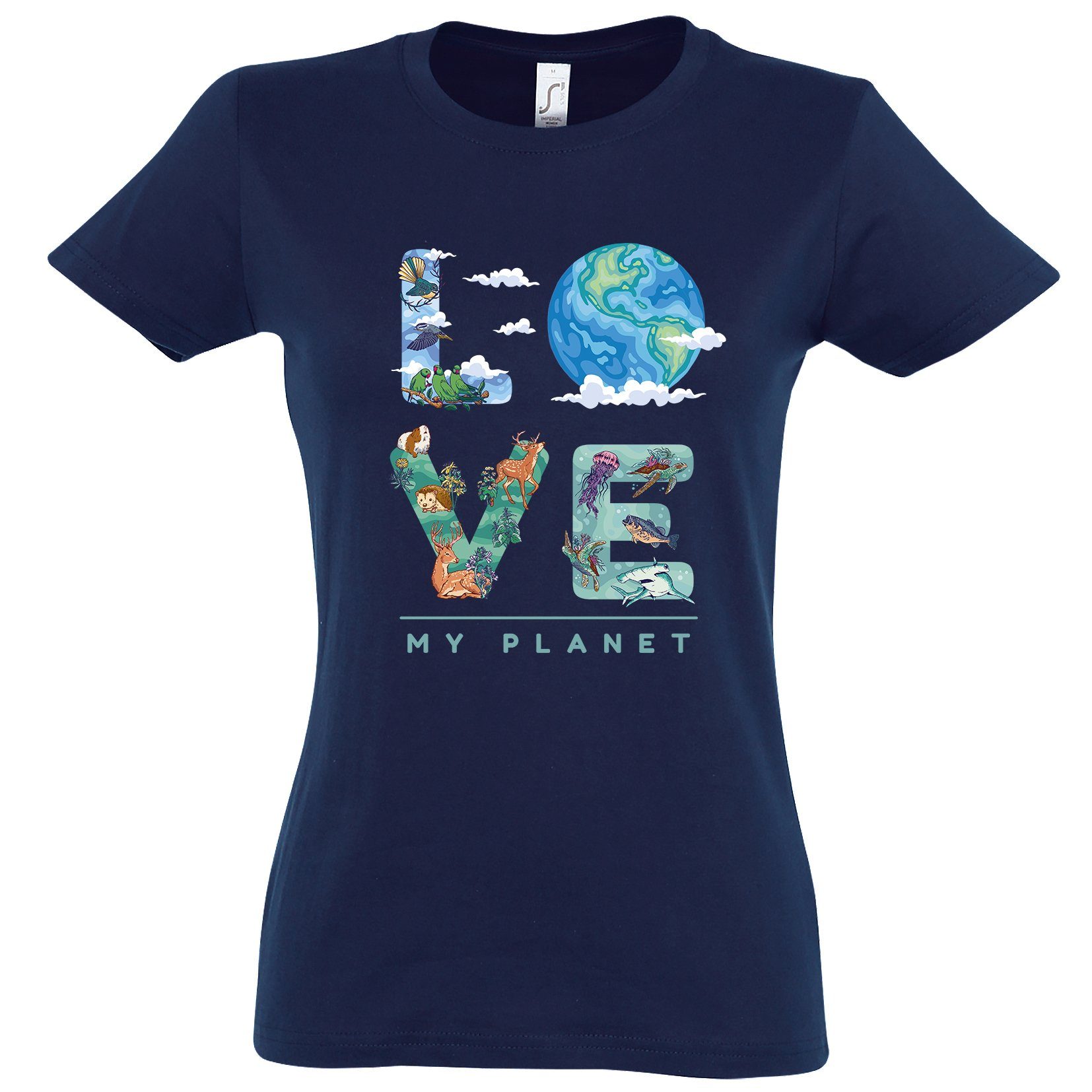 Youth Designz T-Shirt Love My Planet Damen Shirt mit trendigem Frontprint