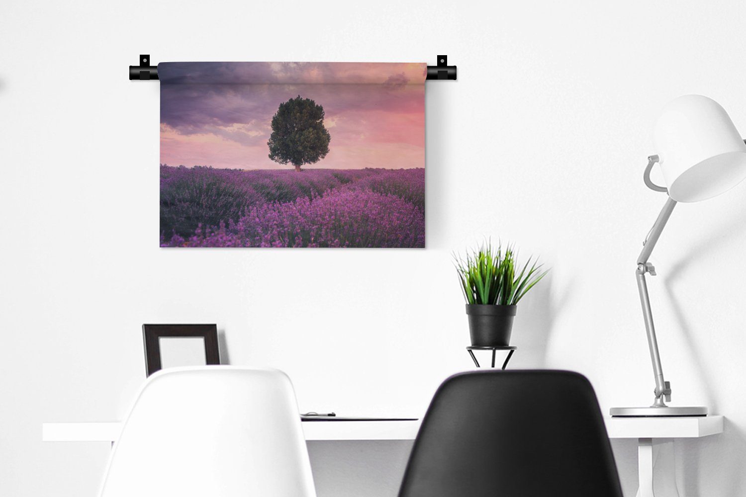 MuchoWow Wanddekoobjekt Lavendel - Blumen Lila - Schlafzimmer, Kinderzimmer - Wohnzimmer, Wandbehang, Natur, für Wanddeko Kleid, - Baum