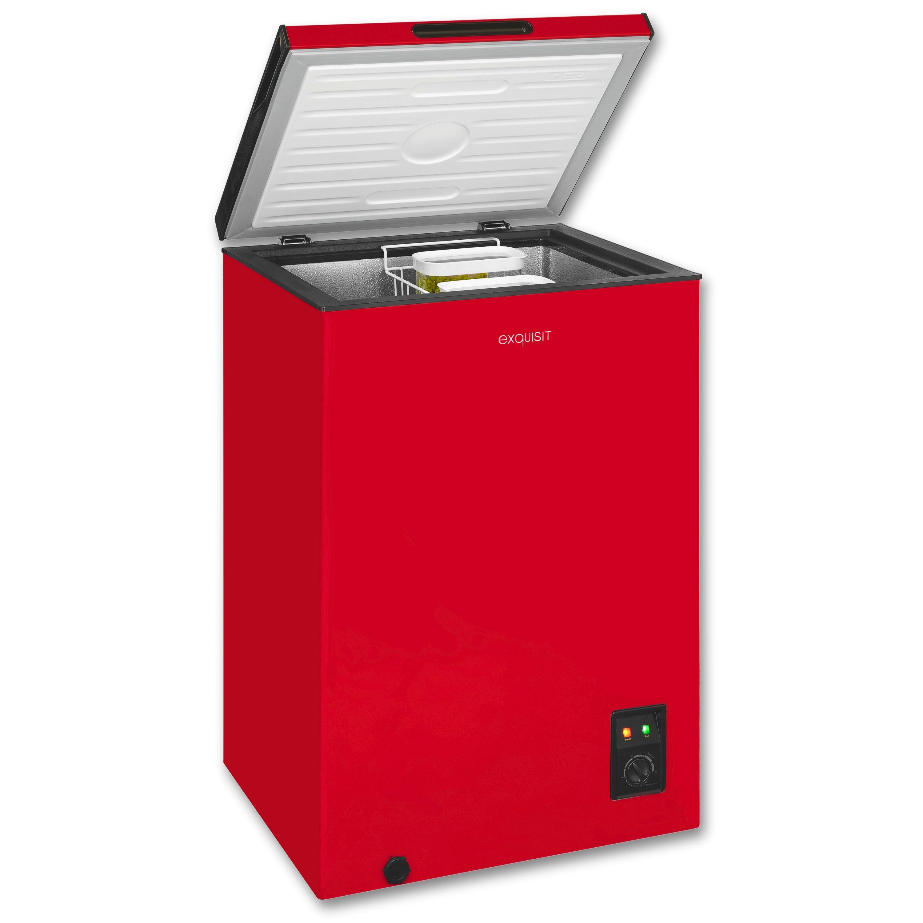exquisit Gefriertruhe GT100-050E, 54.5 cm breit, 99 l, Kühlfunktion, Höhenverstellbare Füße, praktische Temperaturregelung