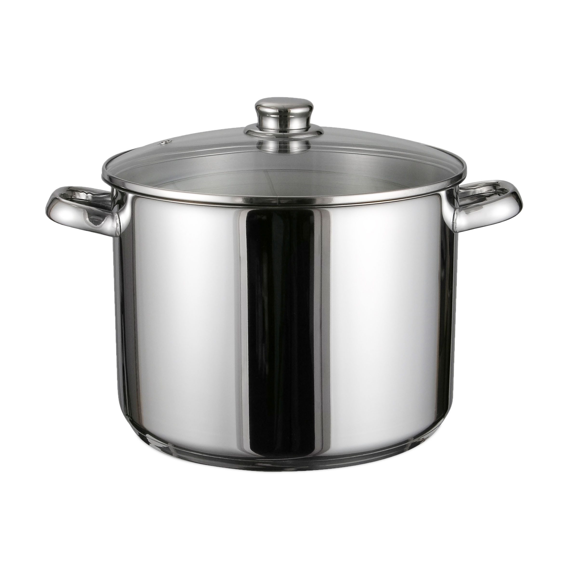 Spetebo Suppentopf, Edelstahl (Packung, 2-tlg., Topf mit Glasdeckel), Universaltopf Suppentopf mit Kapselboden für Hernd und Backofen