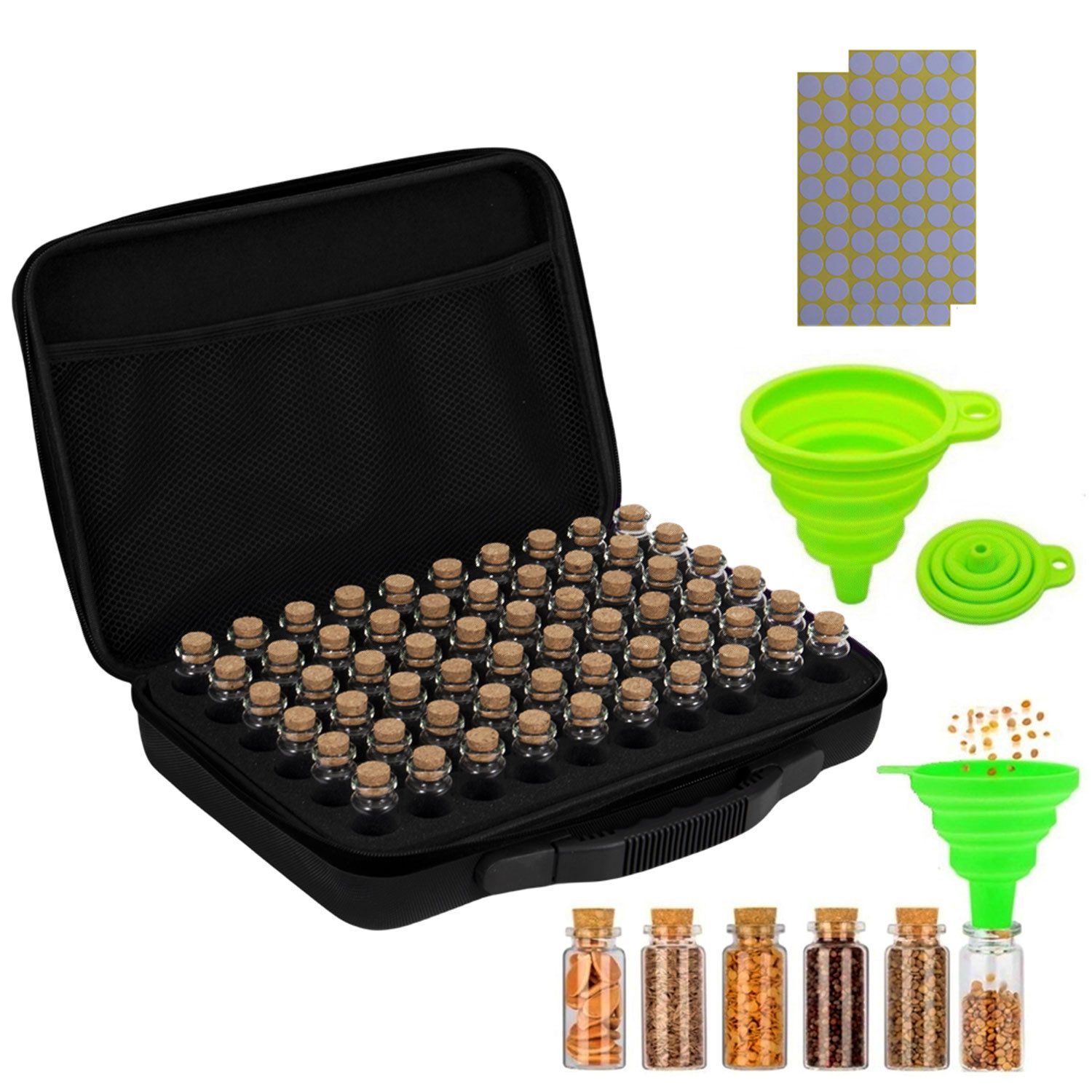 Refttenw Vorratsglas Samenflaschen, 60 Fächer Samen-Organizer, Saatgutbox