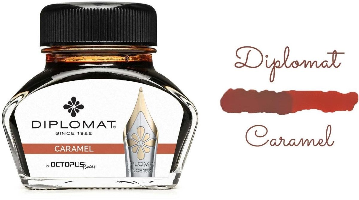 DIPLOMAT Füllhalter Tintenglas Karamell Braun 30ml
