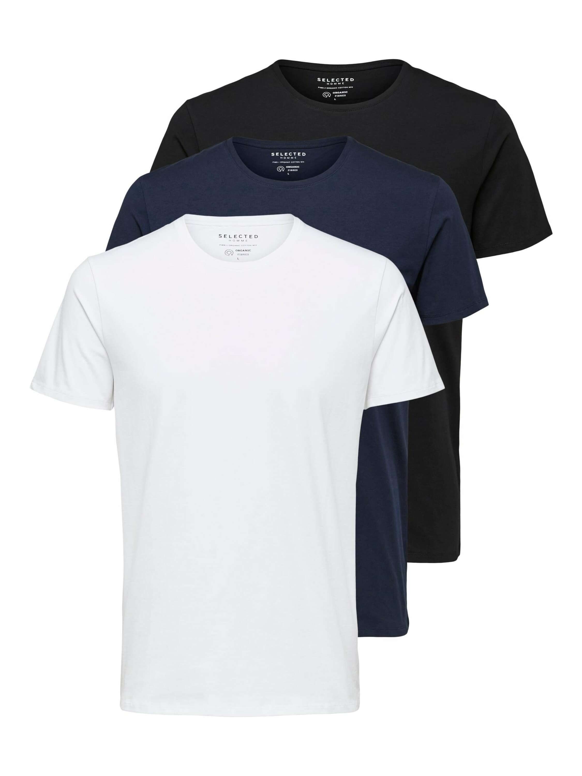 SELECTED HOMME T-Shirt (3-tlg) Black Bright White + Navy Blazer 16076191