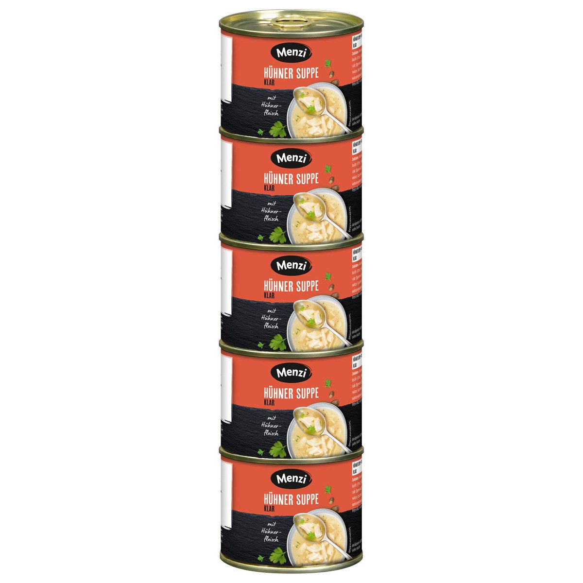Menzi Fertiggericht, Menzi Klare Hühnersuppe aromatisch ideale Vorspeise 200ml 5er Pack