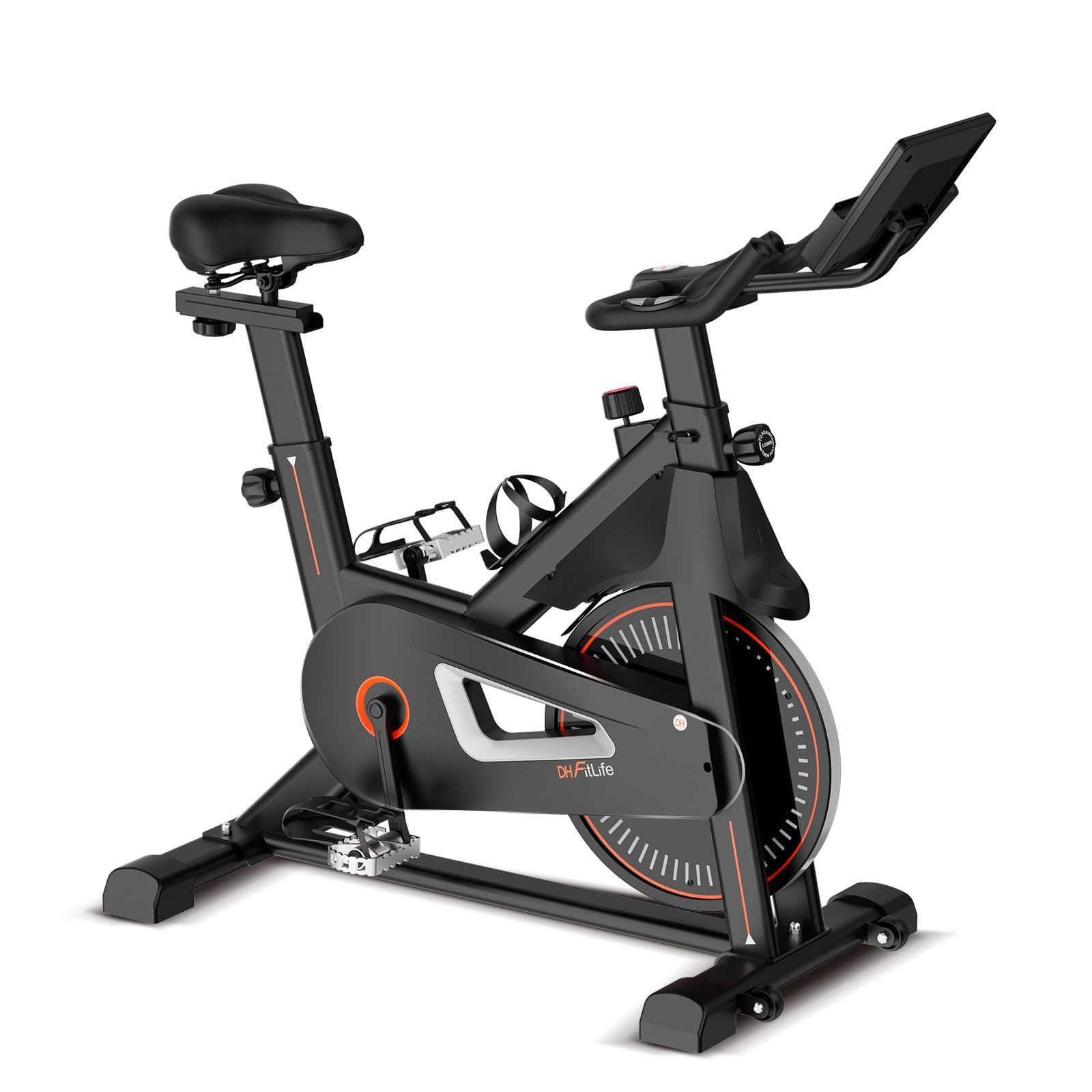DH FitLife Heimtrainer Fahrrad, Magnetischer Hometrainer mit Pulssensor (mit neuem Lenker & Monitor, inklusive APP-Unterstützung), leises Indoor Bike