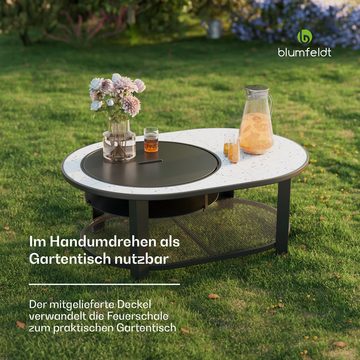 blumfeldt Feuerschale Merano Round L, (Set, Set), Garten Grill Tisch Funkenschutz Feuerkorb Feuerstelle Outdoor