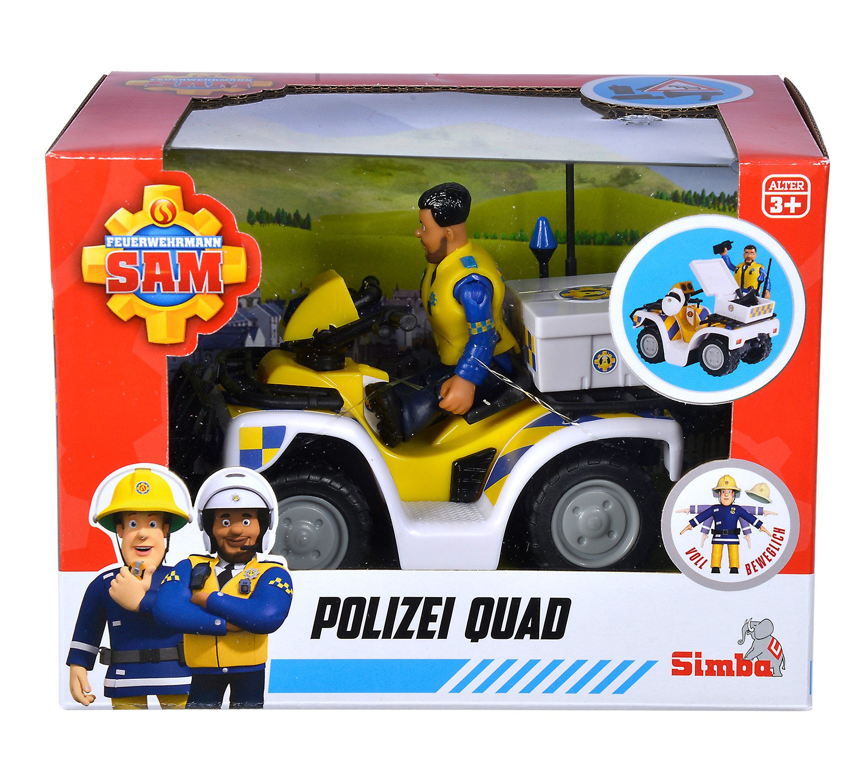 Simba Dickie Spielfigur Spielfiguren Feuerwehrmann Sam Polizei Quad mit Figur