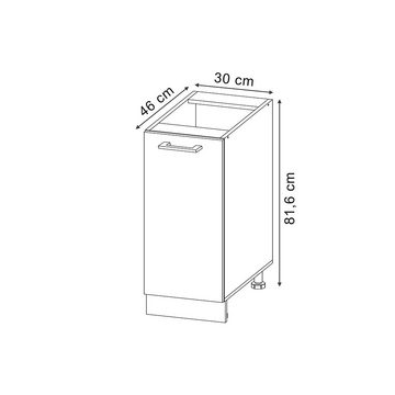 Livinity® Unterschrank Apothekerunterschrank R-Line 30 cm GKO Schwarz Beton