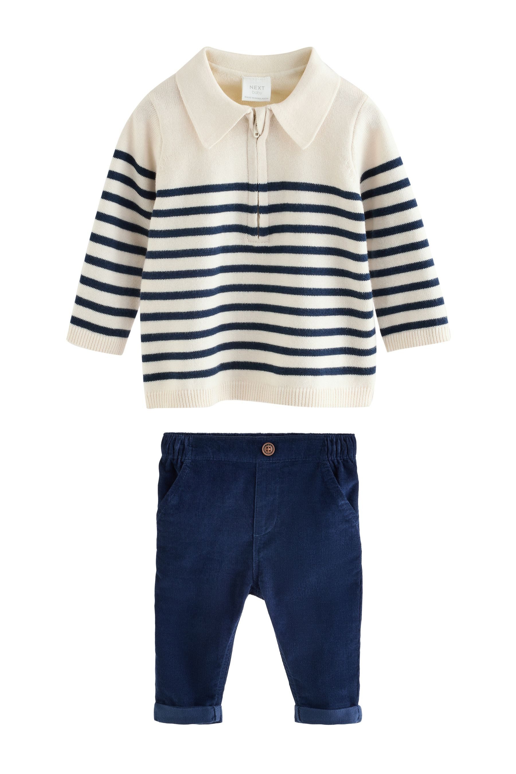 Next Top & Leggings Strickoberteil mit Kragen und Hose, Baby-Set (2-tlg)