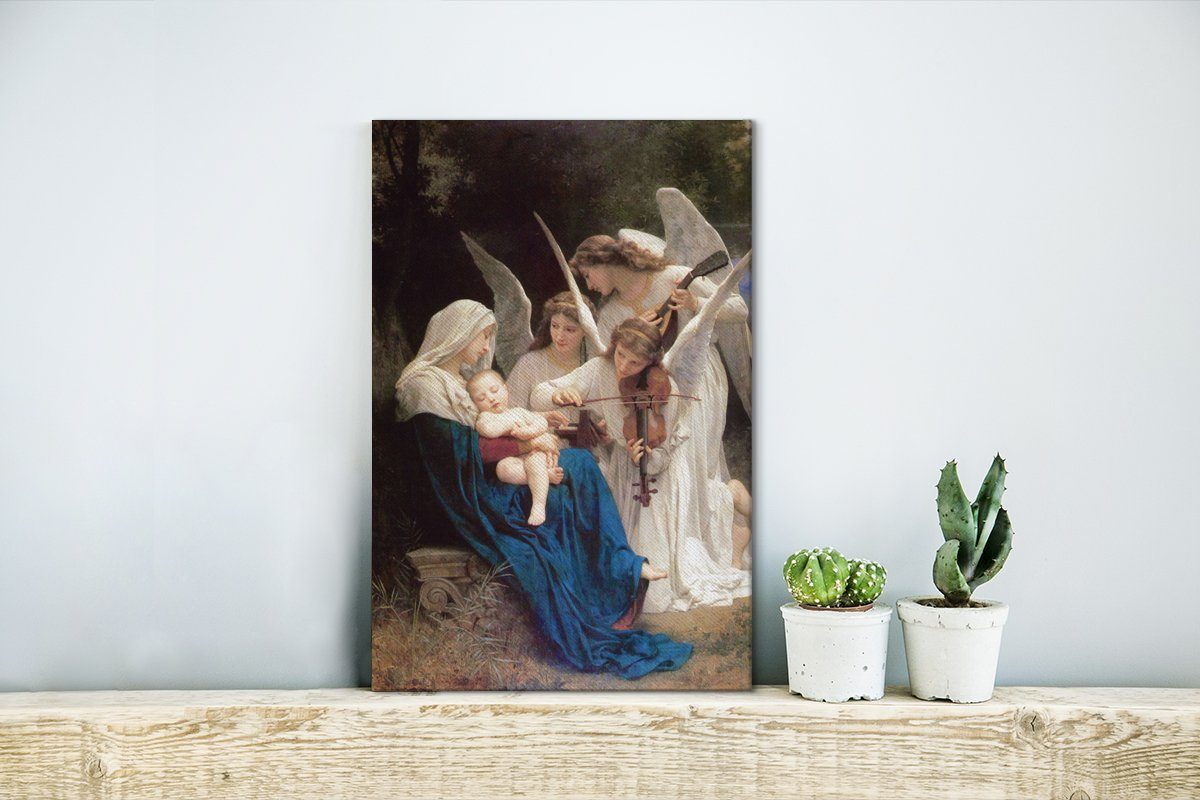 OneMillionCanvasses® Leinwandbild Gesang der Engel inkl. St), cm Zackenaufhänger, von bespannt Leinwandbild fertig Bouguereau, William-Adolphe Gemälde 20x30 - Gemälde, (1