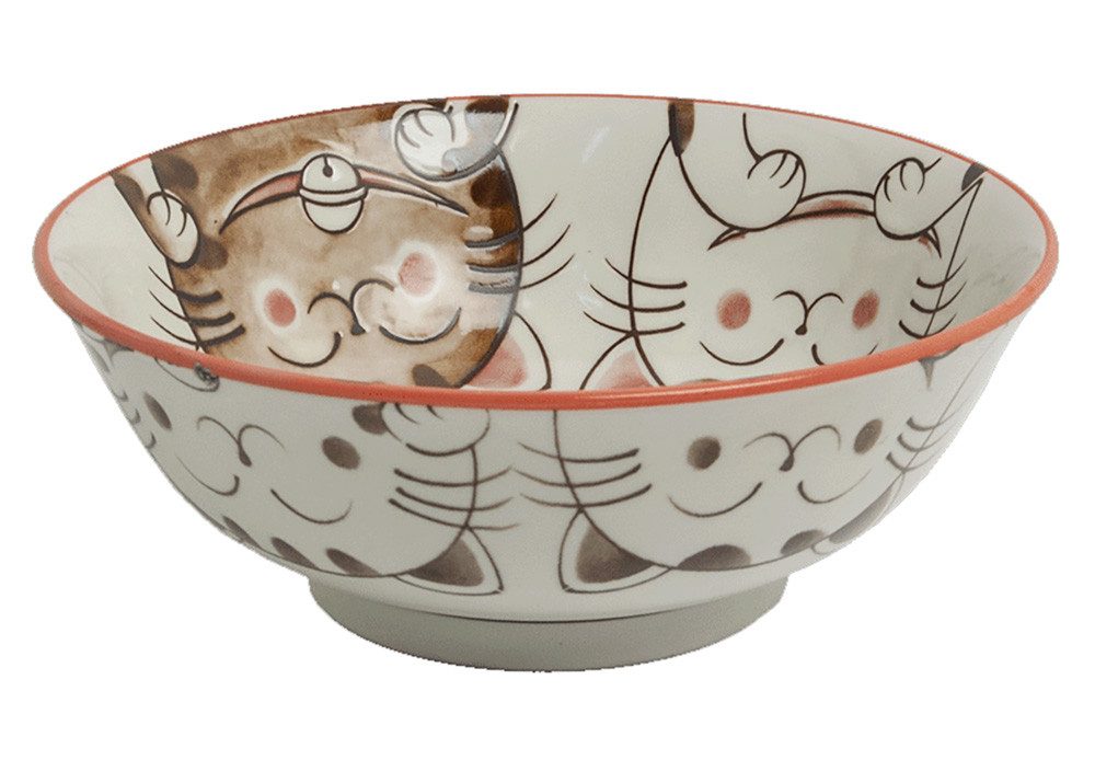 WestCraft Snackschale Tokio Japan Design Katzen Schalen Kawaii Cat Tayo Schüssel Blue & Pink, Porzellan, (1-tlg), Ramen Reis Nudel Suppen Dessert Bowl, Kawaii Cat