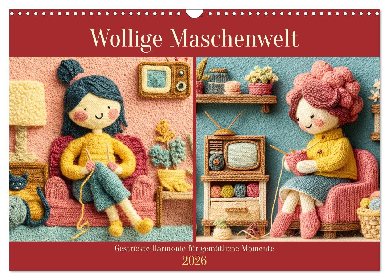 CALVENDO Wandkalender Wollige Maschenwelt. Gestrickte Harmonie für gemütliche Momente (Wandk