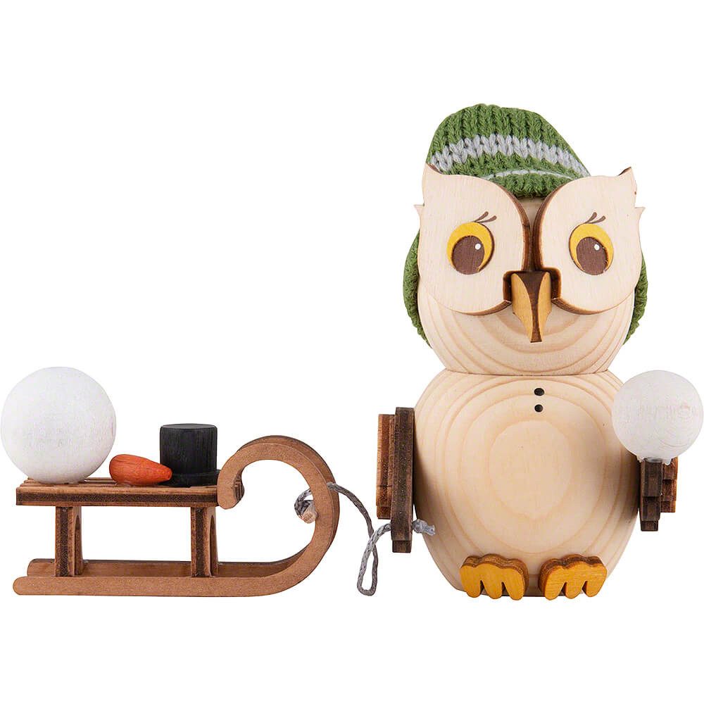 Kuhnert Dekofigur Mini-Eule mit Schlitten (7cm) von Drechslerei Kuhnert