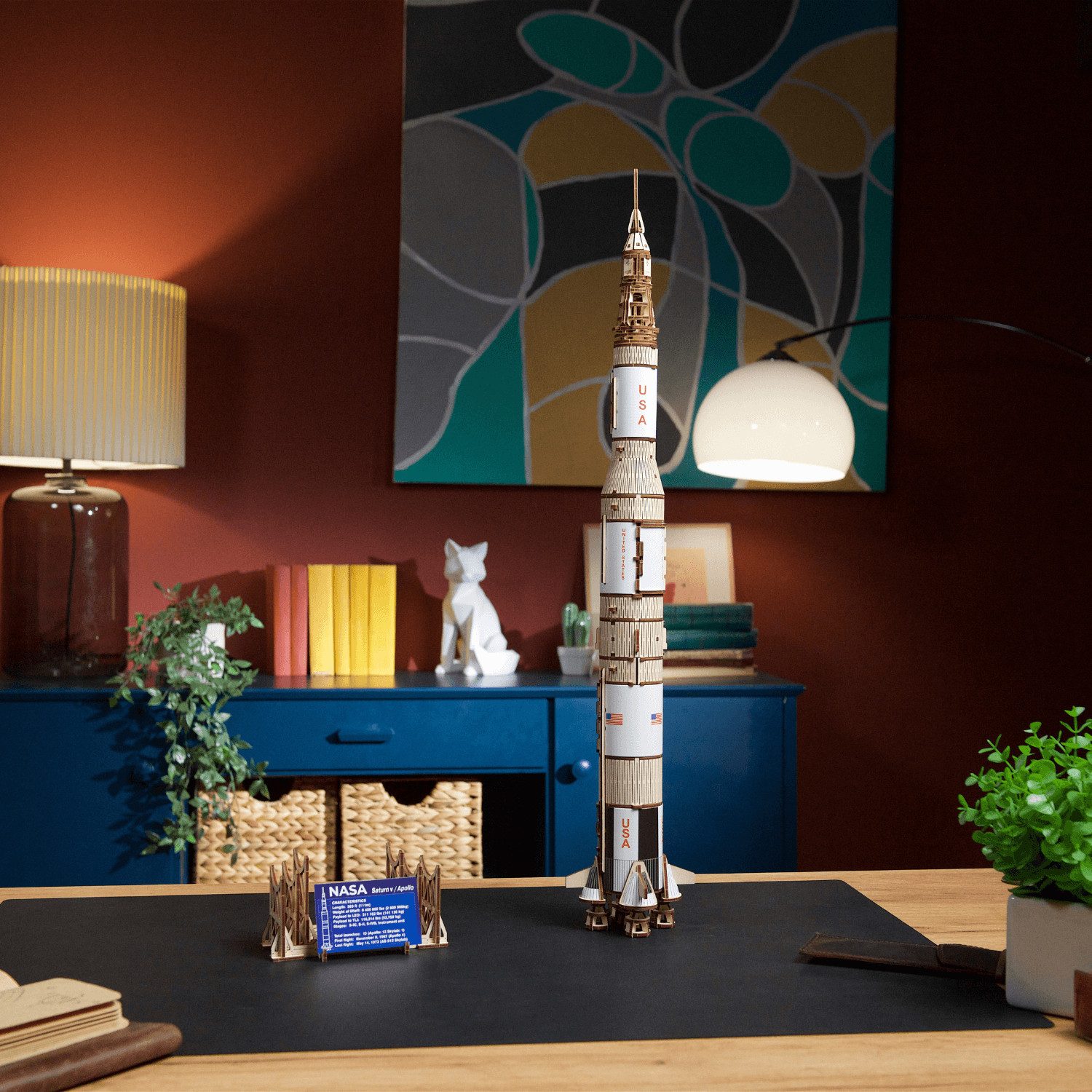 UGEARS Modellbausatz NASA Saturn V Rakete aus Holz, (500-tlg)