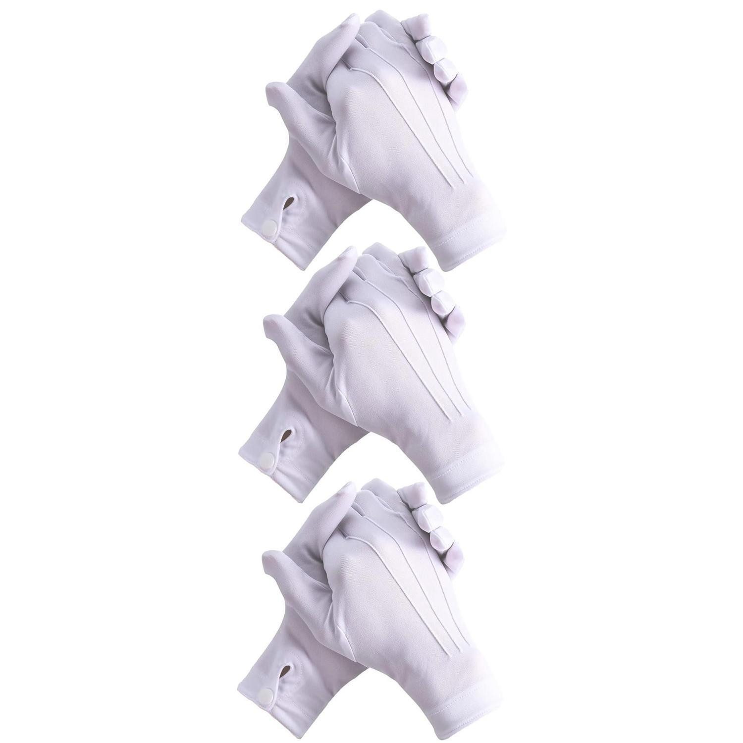LuxusKollektion Abendhandschuhe Handschuhe Weiß Nylon 3 Paar Knöpfverschluss (3-St)