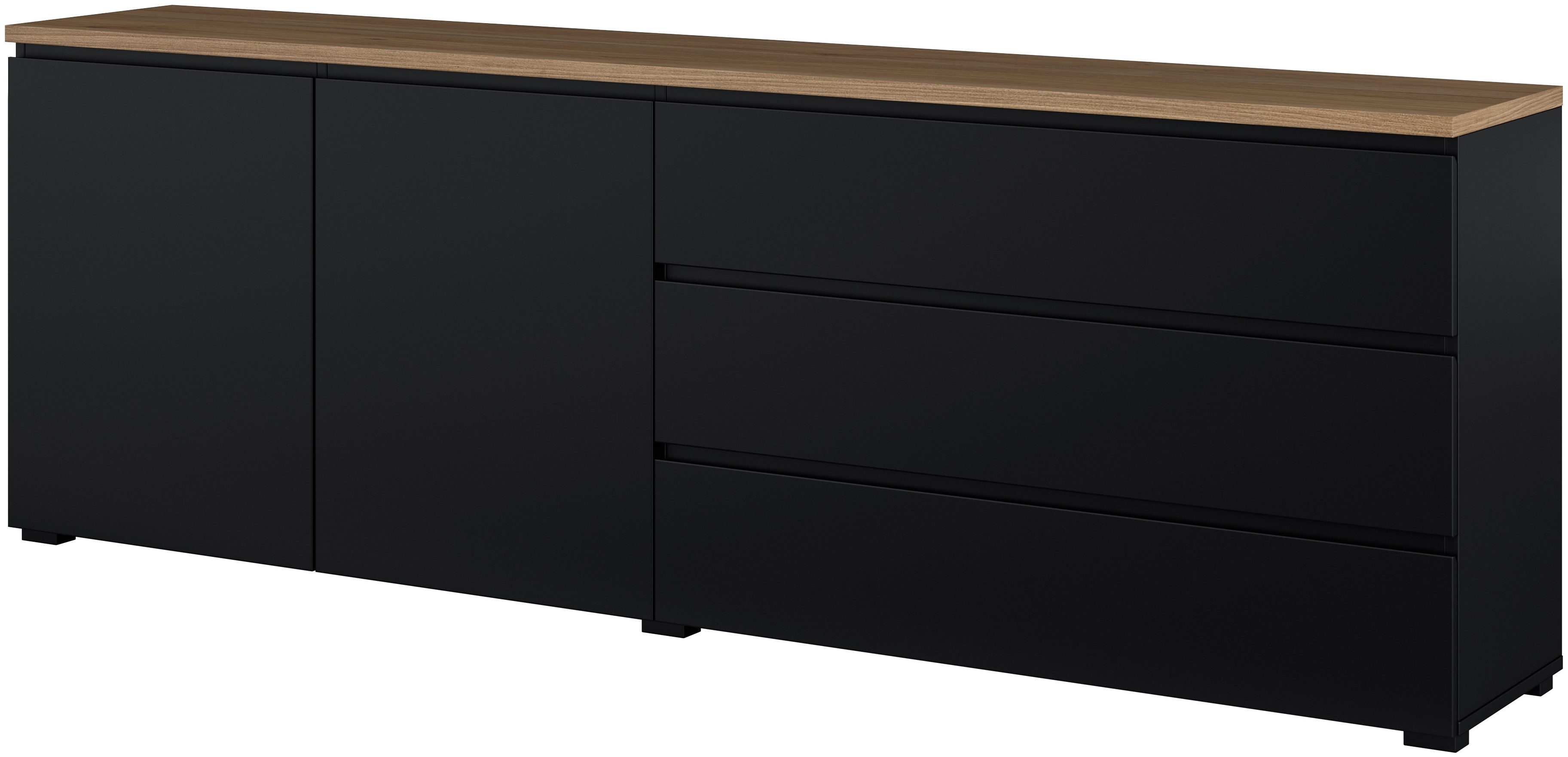 OTTO home Sideboard Modo, Breite 200 cm, moderne grifflose Kommode 2Türen/3 SK, Schubladenkommode mit viel Stauraum, Einlegeböden verstellbar