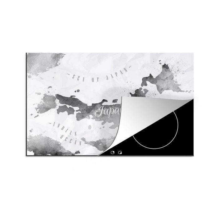 MuchoWow Herdblende-/Abdeckplatte Karte - Japan - Ölfarbe Vinyl (1 tlg) induktionskochfeld Schutz für die küche Ceranfeldabdeckung