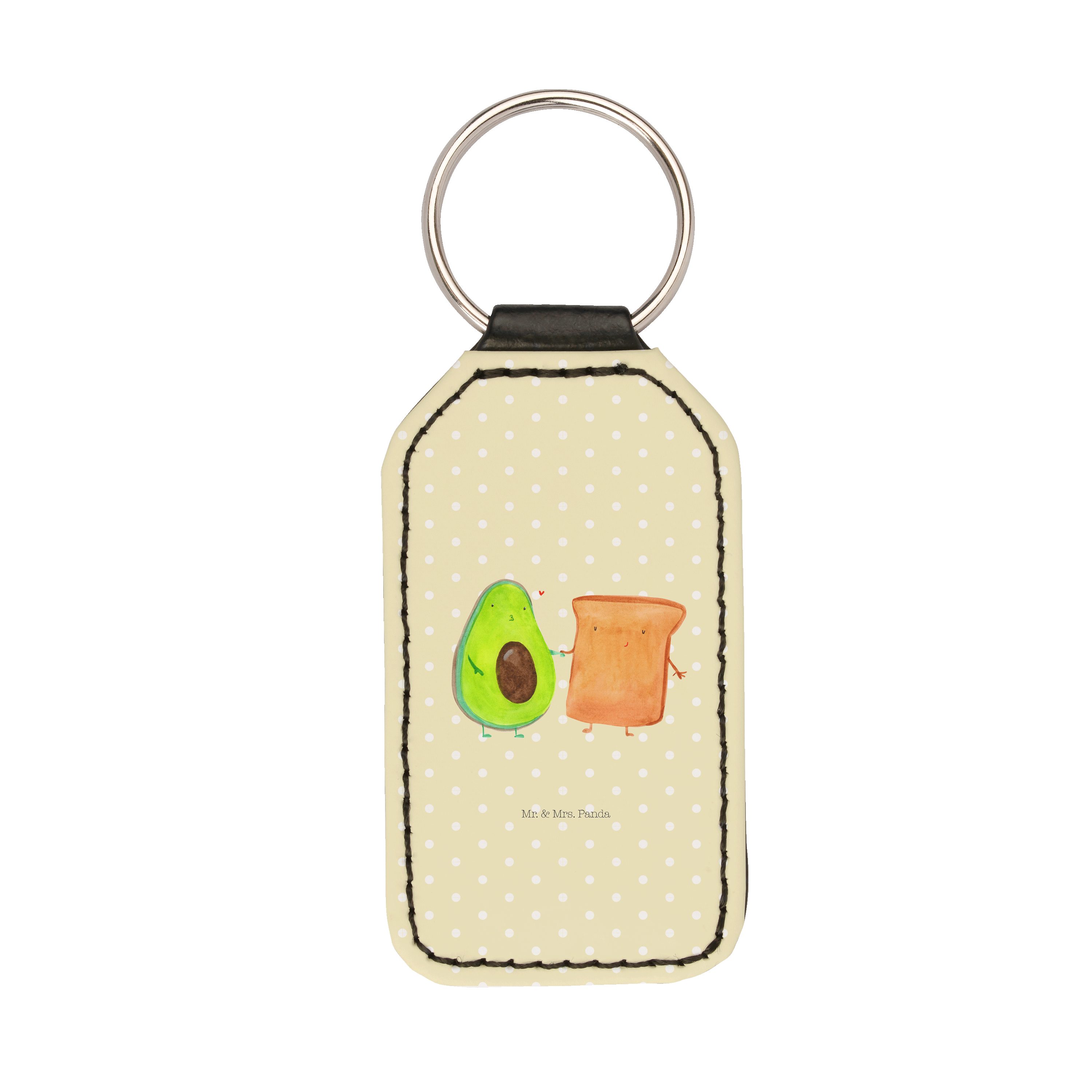 Mr. & Mrs. Panda Schlüsselanhänger Avocado + Toast - Gelb Pastell - Geschenk, verliebt, Schlüsselanhänge (1-tlg)
