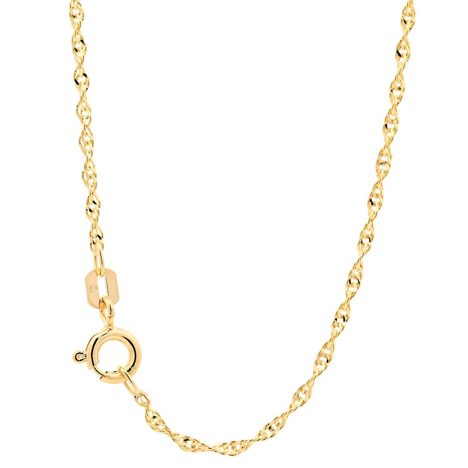 HOPLO Goldkette Goldkette Singapurkette Halskette 1,7 mm 60 cm 750 - 18 Karat Gold, Made in Germany