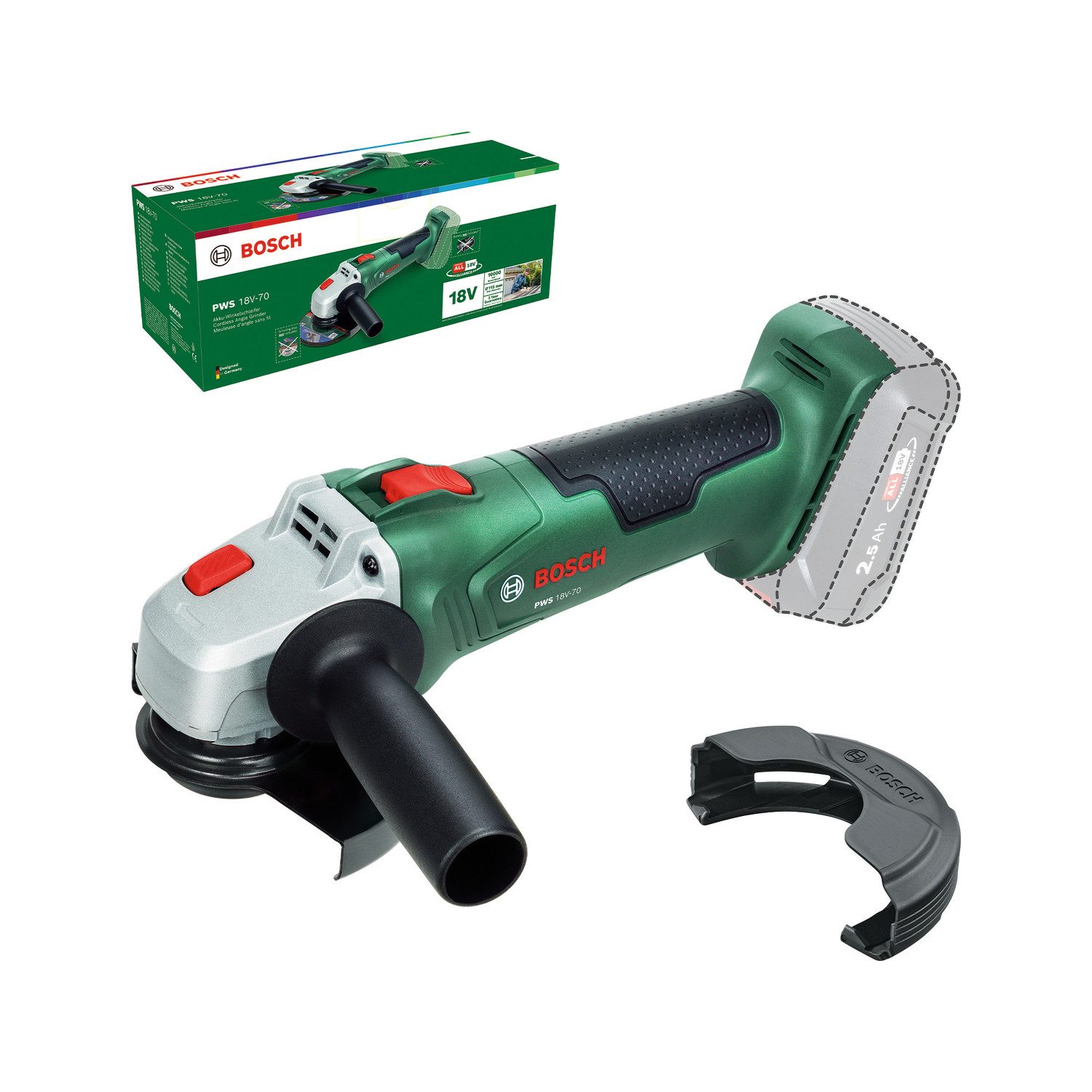 Bosch Home & Garden Akku-Winkelschleifer PWS 18V-70 (125mm) solo, ohne Akku und Ladegerät
