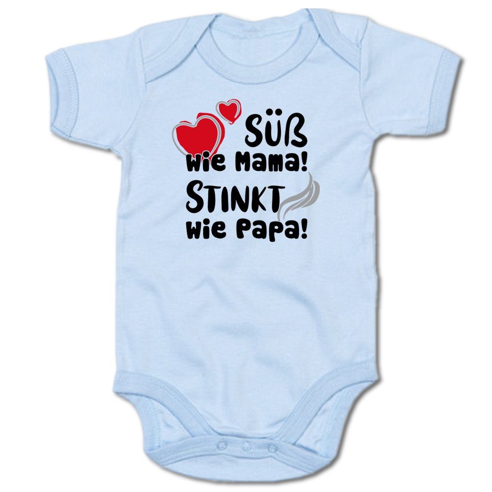 G-graphics Kurzarmbody Süß wie Mama! Stinkt wie Papa! Baby Body mit Spruch / Motiv / Aufdruck • zur Geburt / Babyparty