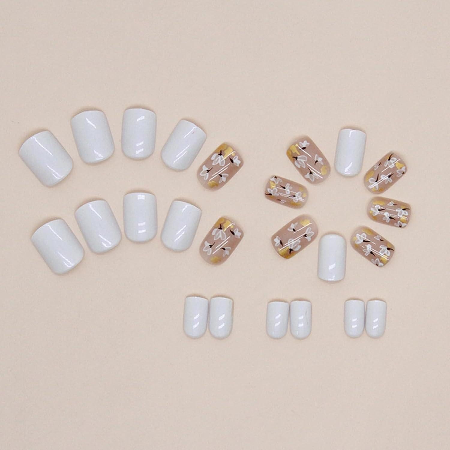 LuxusKollektion Kunstfingernägel 24 Stück Nägel Zum Aufkleben French Weiß Künstliche Eckige Acryl Nails