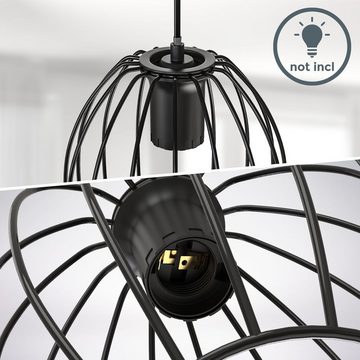 B.K.Licht LED Pendelleuchte Draht-Pendelleuchte 3-flammig E27 70x17,5x112cm - BKL1461, ohne Leuchtmittel, Schwarz Vintage Retro Industrial Hängelampe Metallkörbe