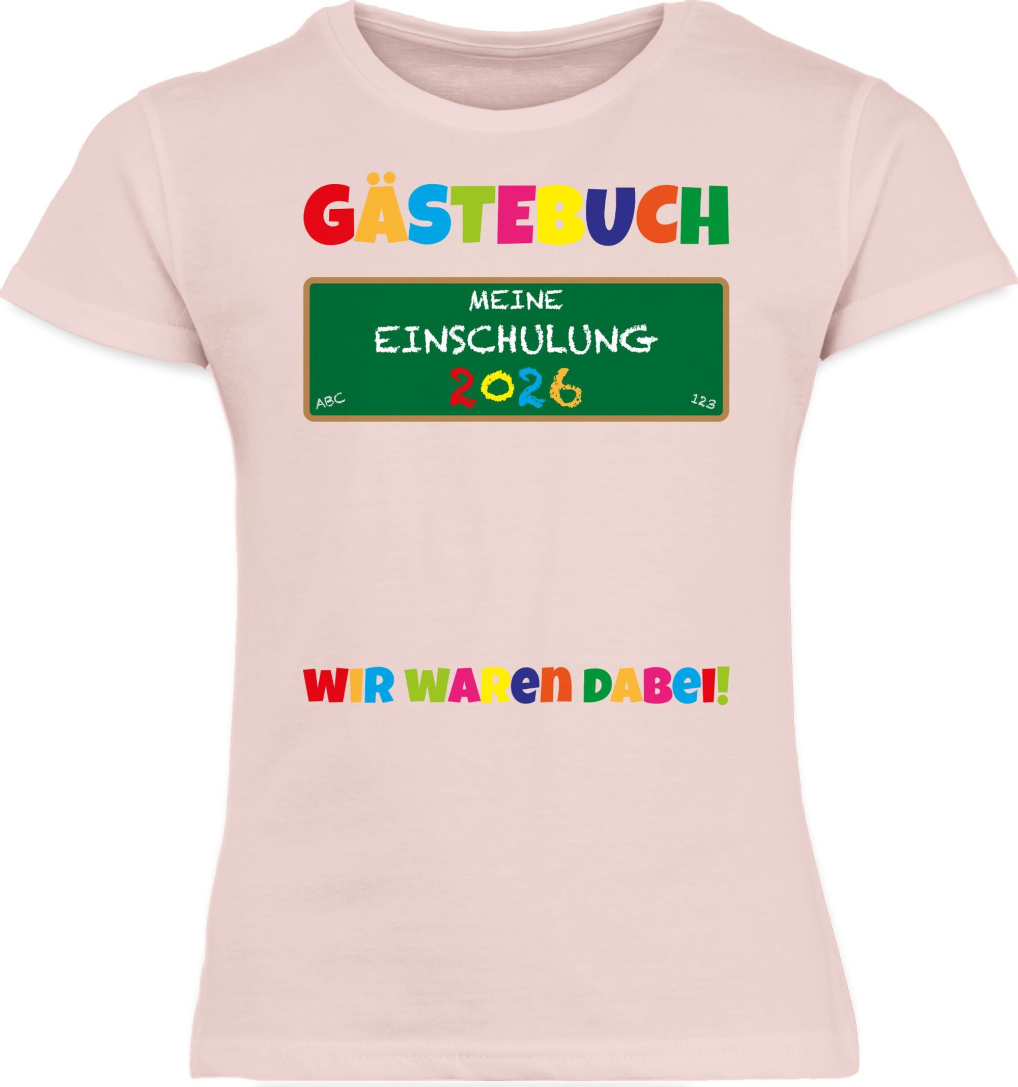 Shirtracer T-Shirt Gästebuch Einschulung 2026 Schulanfang Geschenk Schulkind Geschenke Ei Einschulung Mädchen