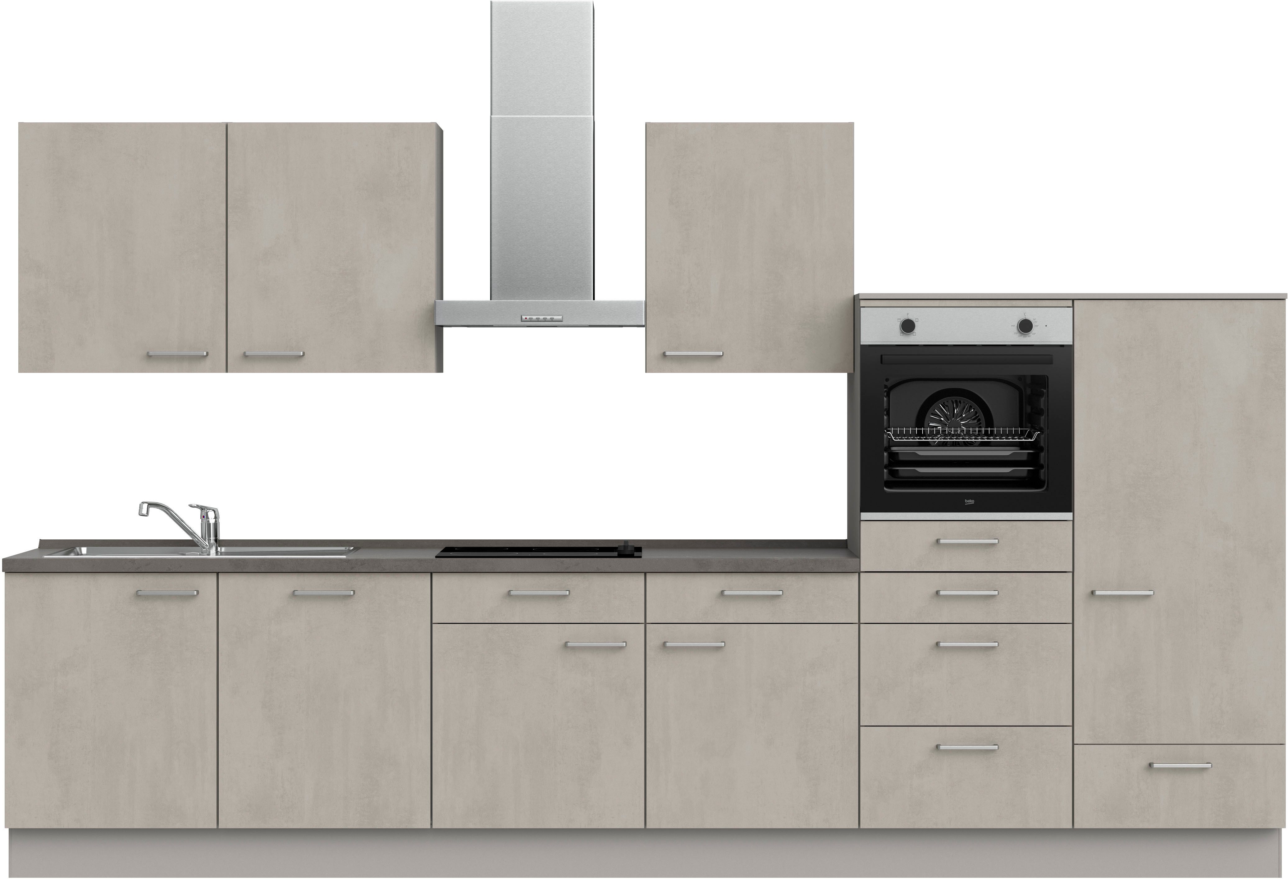 nobilia® Küchenzeile "Riva I", vormontiert, Ausrichtung wählbar, Breite 360 cm, wahlw. mit E-Geräten