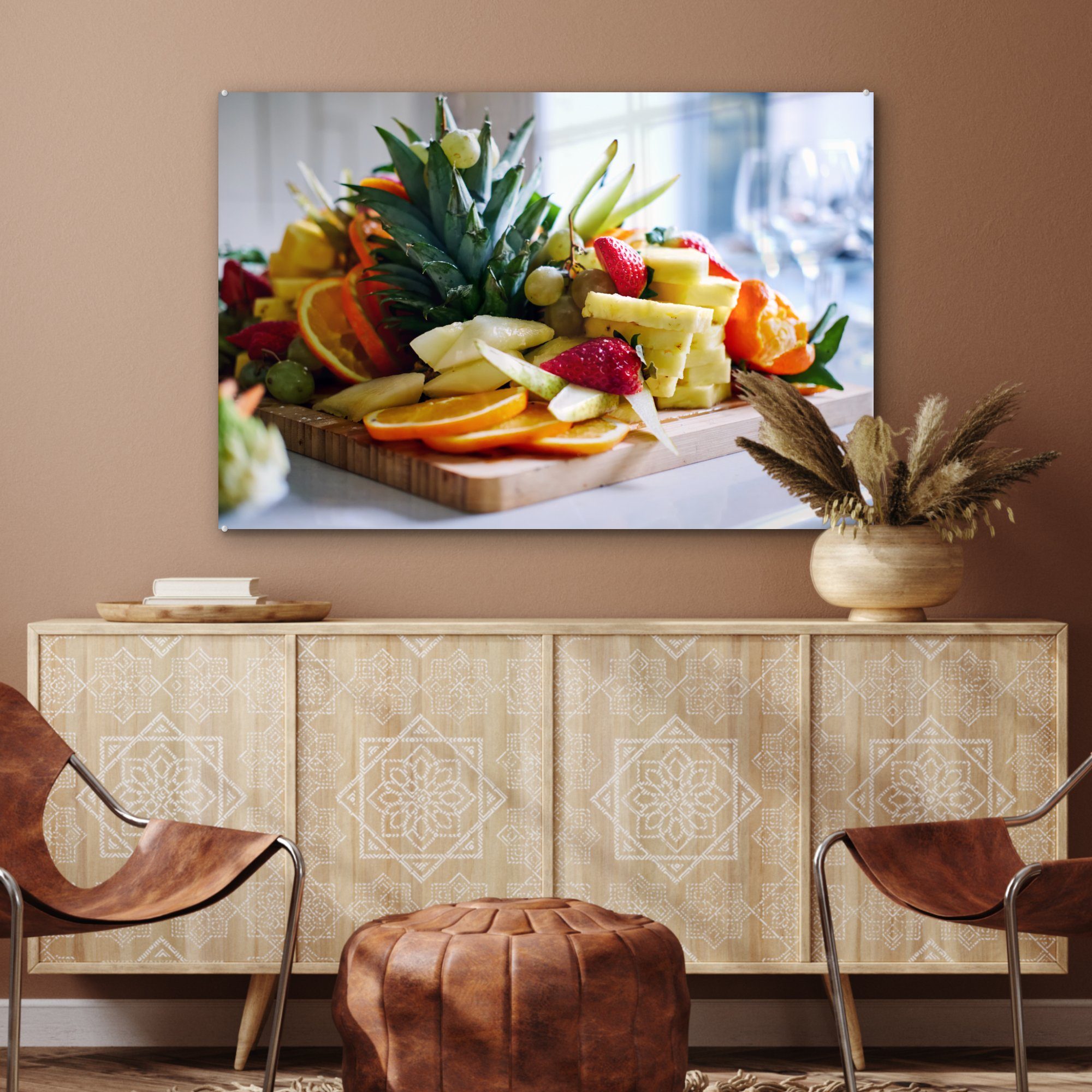 Lebensmittel, & Acrylglasbild MuchoWow Schlafzimmer - Wohnzimmer St), Obst (1 Schneidebrett Acrylglasbilder -