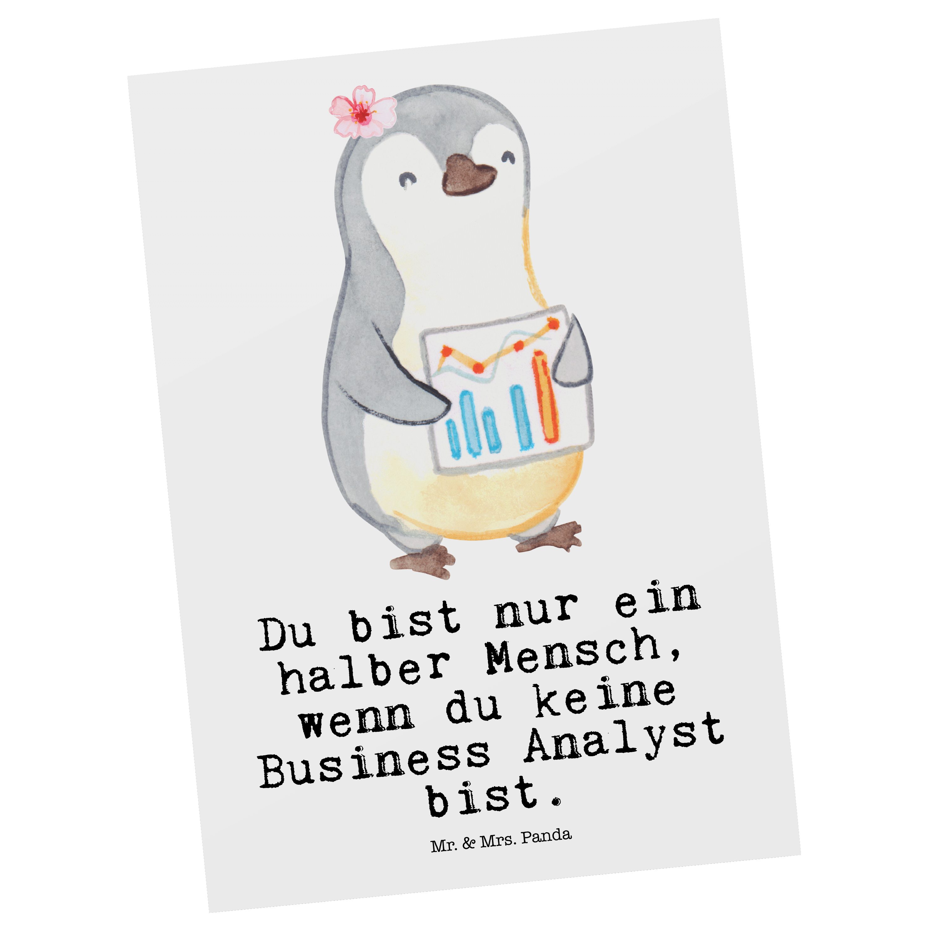 Mr. & Mrs. Panda Postkarte Business Analyst mit Herz - Weiß - Geschenk, Arbeitskollege, Beruf, M