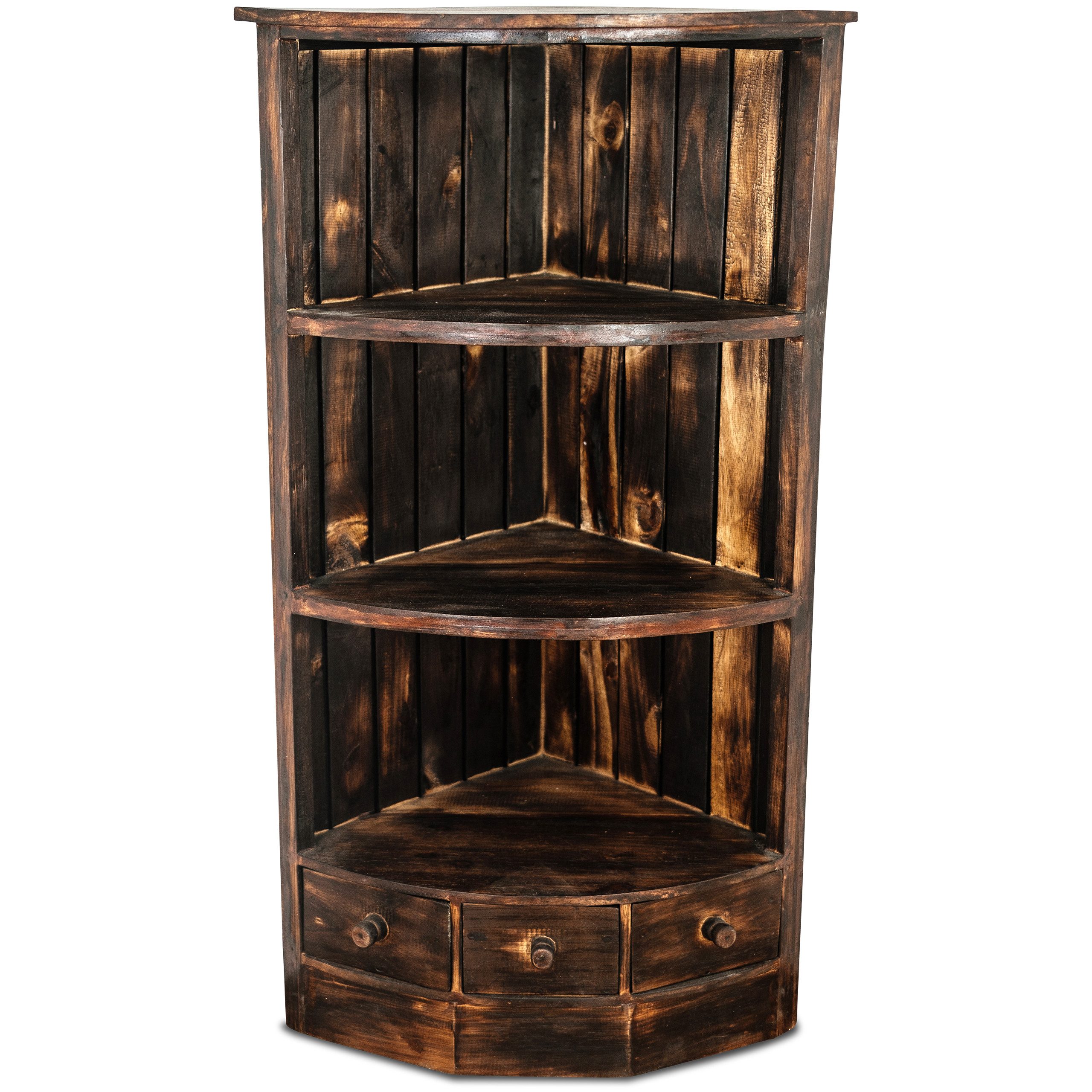 livasia Eckregal Bali Regal, Badregal, Bücherregal, handgefertigt, Holz, 42x42x105cm